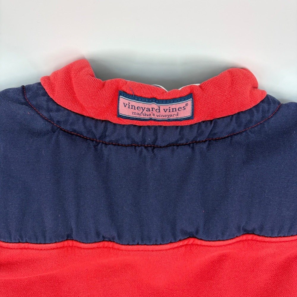 Vineyard Vines Mens Quarter Zip Pullover Red Navy Blue 1K0409 Sweatshirt - Picture 7 of 12
